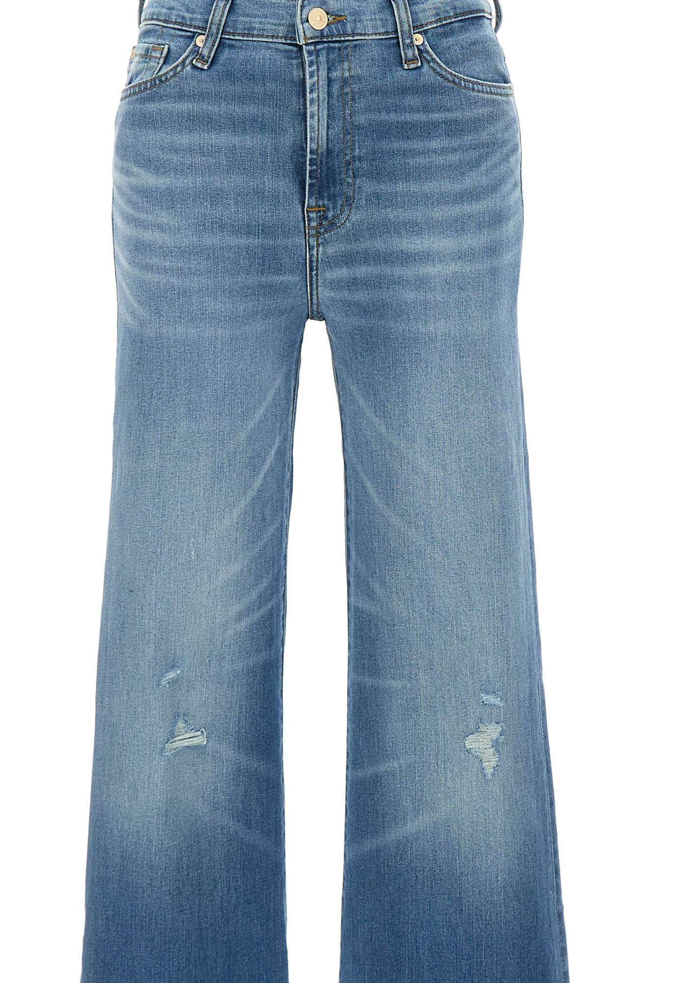 7 For All Mankind Modern Slim Illusion Distressed Jeans In Blue