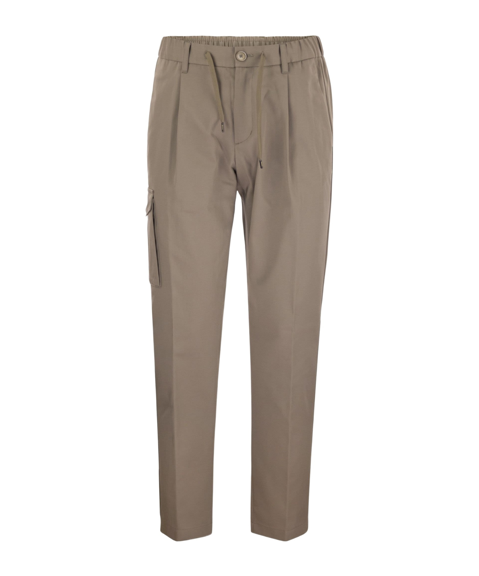 Herno Men Pure Cotton Resort Cargo Trousers In Brown