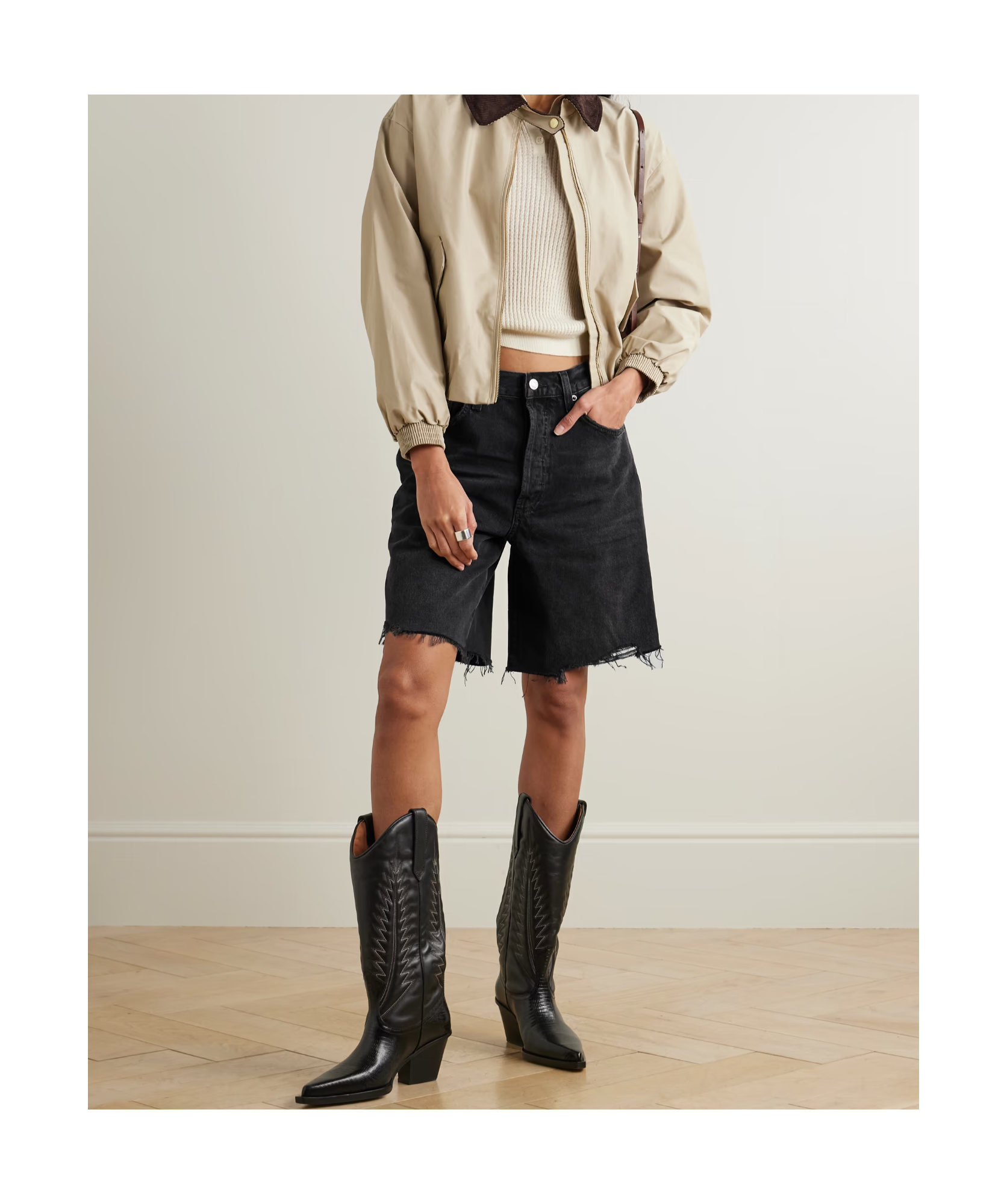 Agolde Distressed Denim Shorts In Black