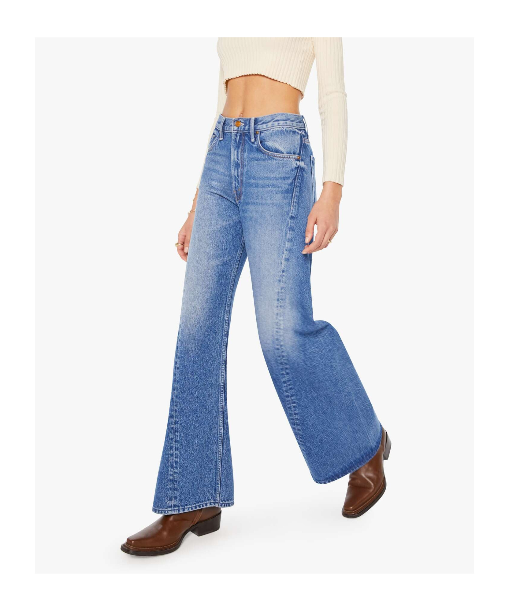 Mother The Lemon Twist Sneak Button-fly Jeans In Blue