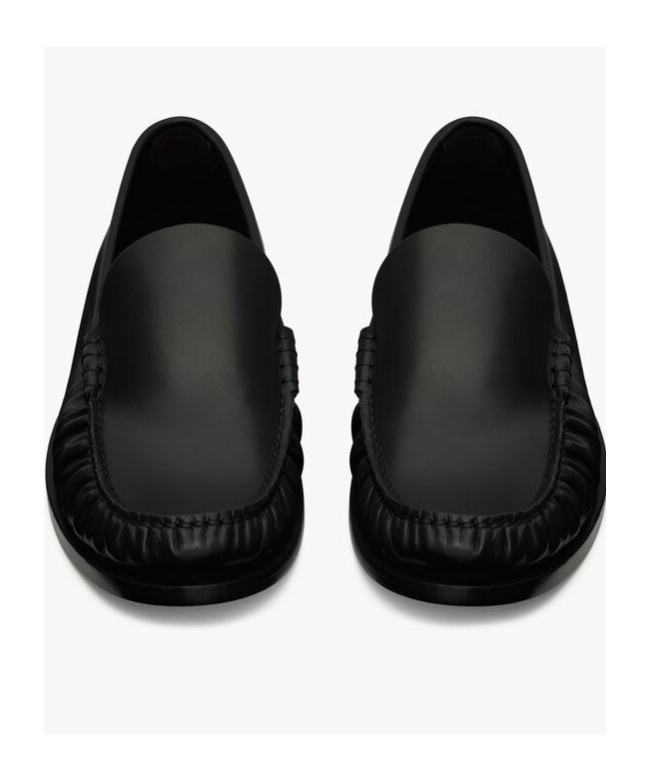 Saint Laurent Round Head Loafer Shoes In Black
