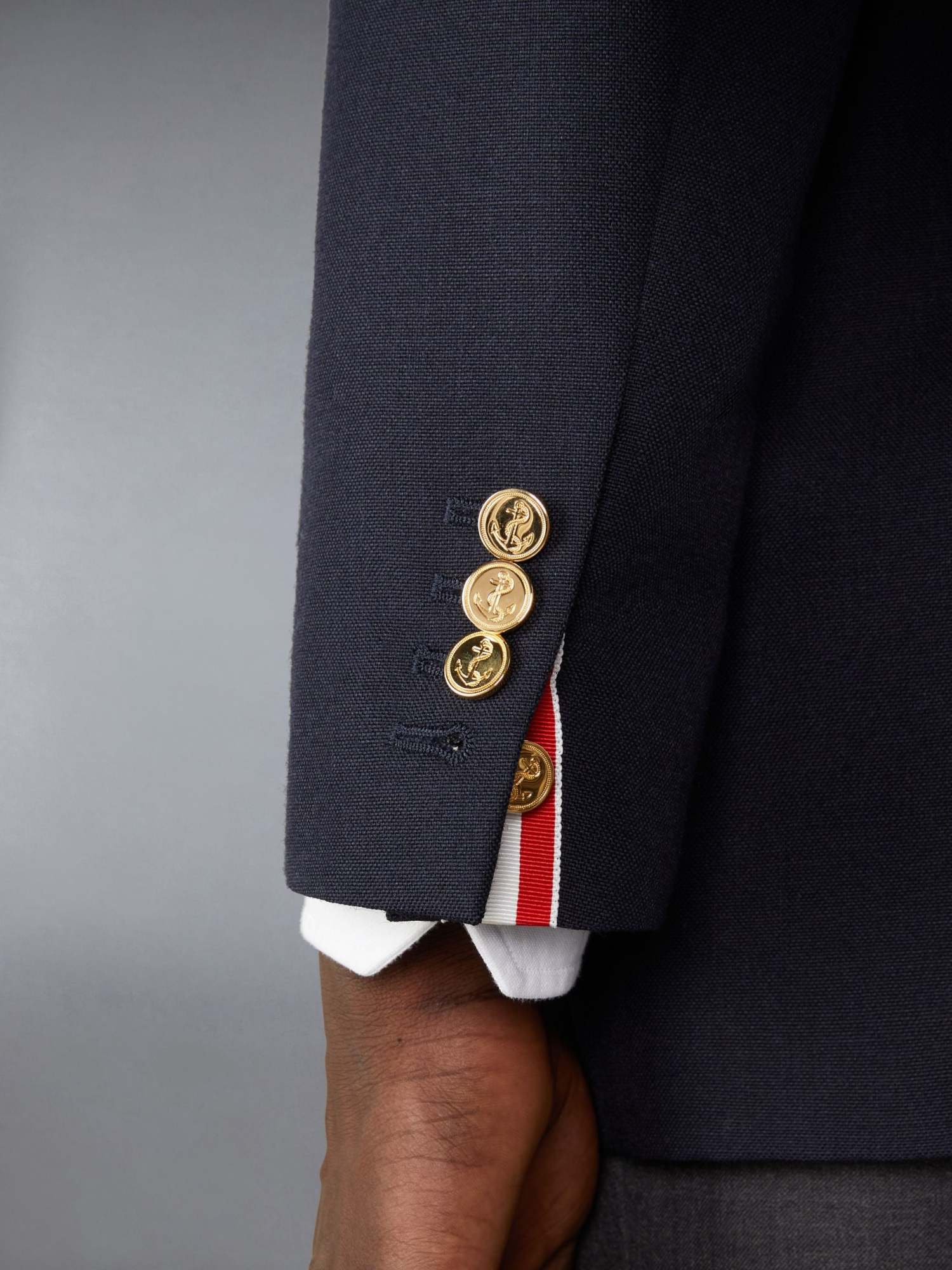 Thom Browne Blue Single-breasted Virgin Wool Blazer In Black