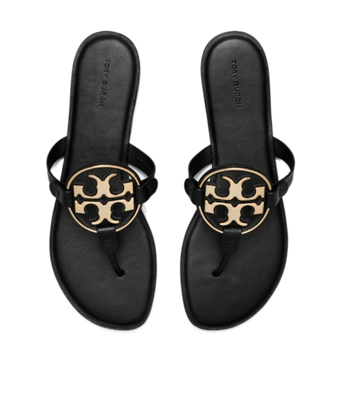 Tory Burch Miller Logo Thong Sandals In Black