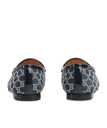 Gucci Denim Gg Crystal New Jordaan Loafers In Blue