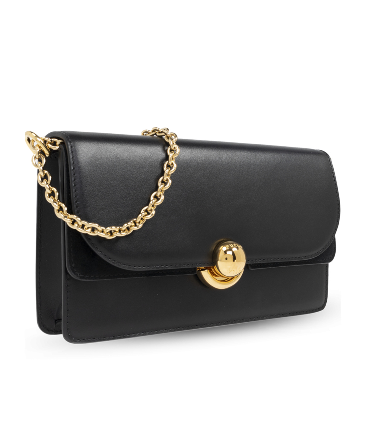Furla Leather Crossbody Bag Chain Strap Gold-tone Hardware In Black