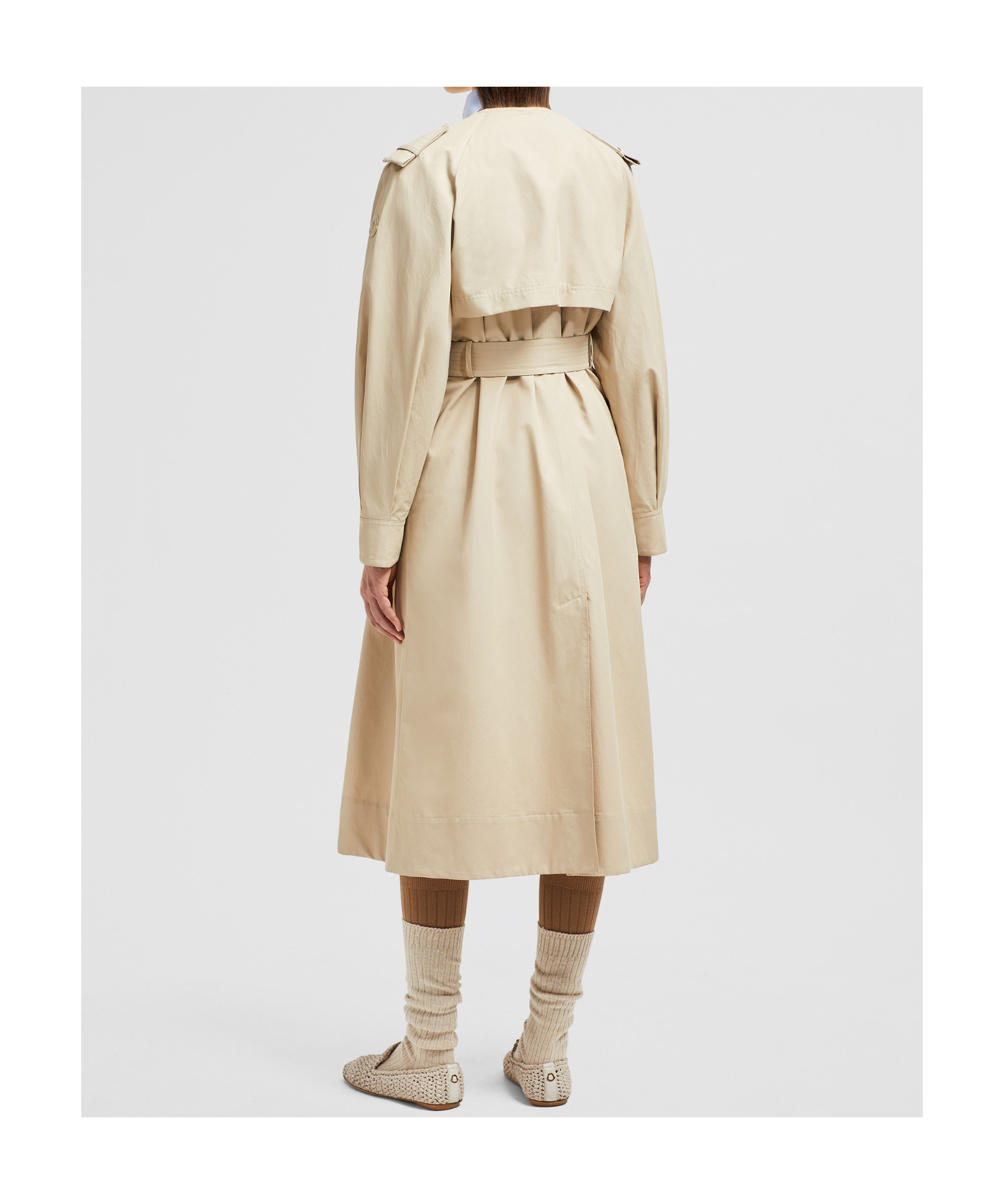 Moncler Gourdon Cotton-blend Trench Coat In Beige