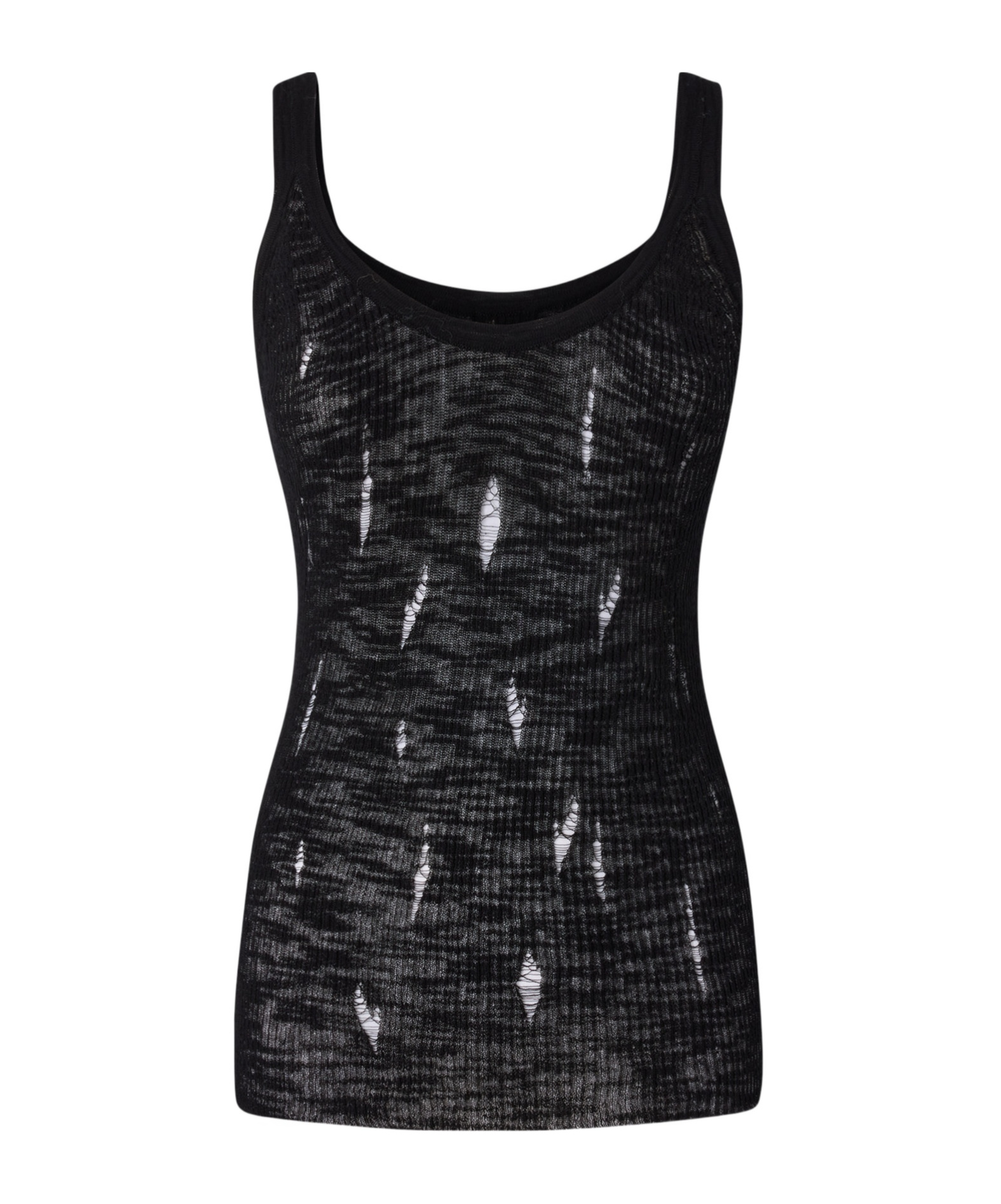 Shop Pinko Semi-sheer Scoop-neck Tank Top In Black