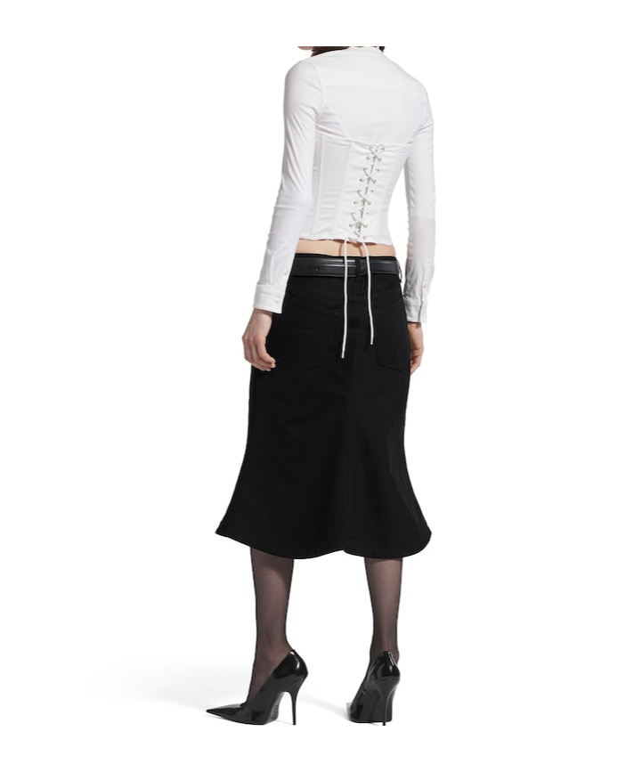 Balenciaga Women's Godet Midi Skirt In Black In Black