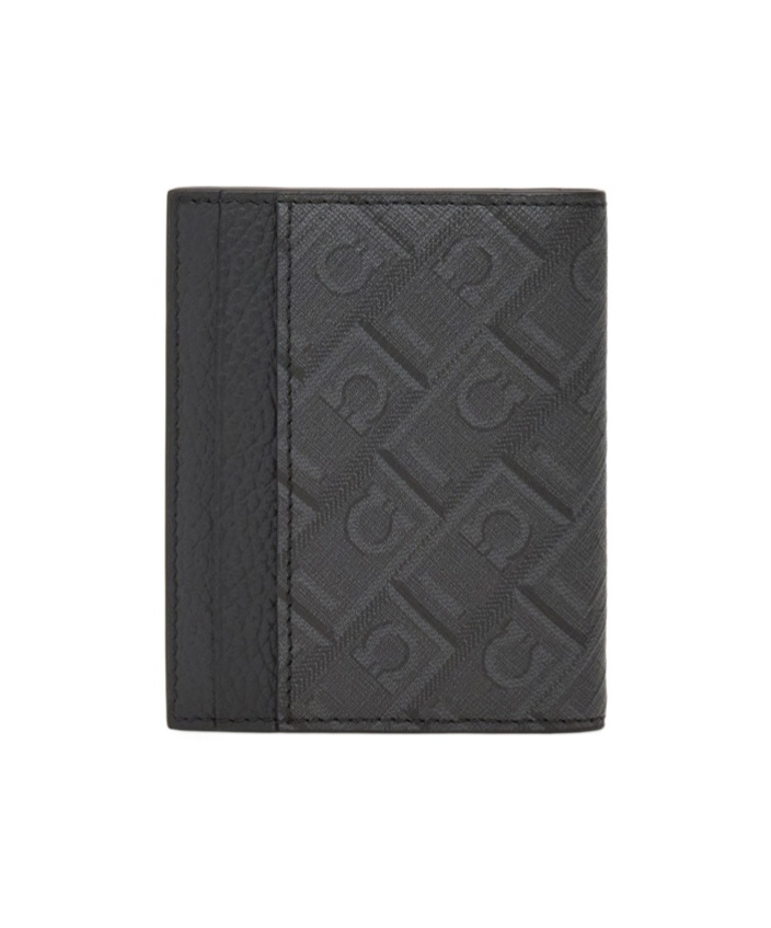 Shop Ferragamo Monogram Credit Card Holder In Black
