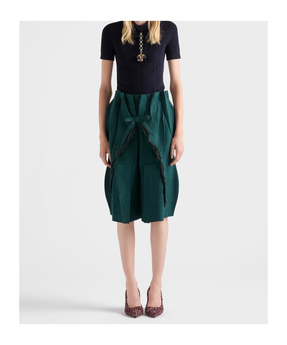 Prada Pendant-embellishment Ribbed Sweater In Blue