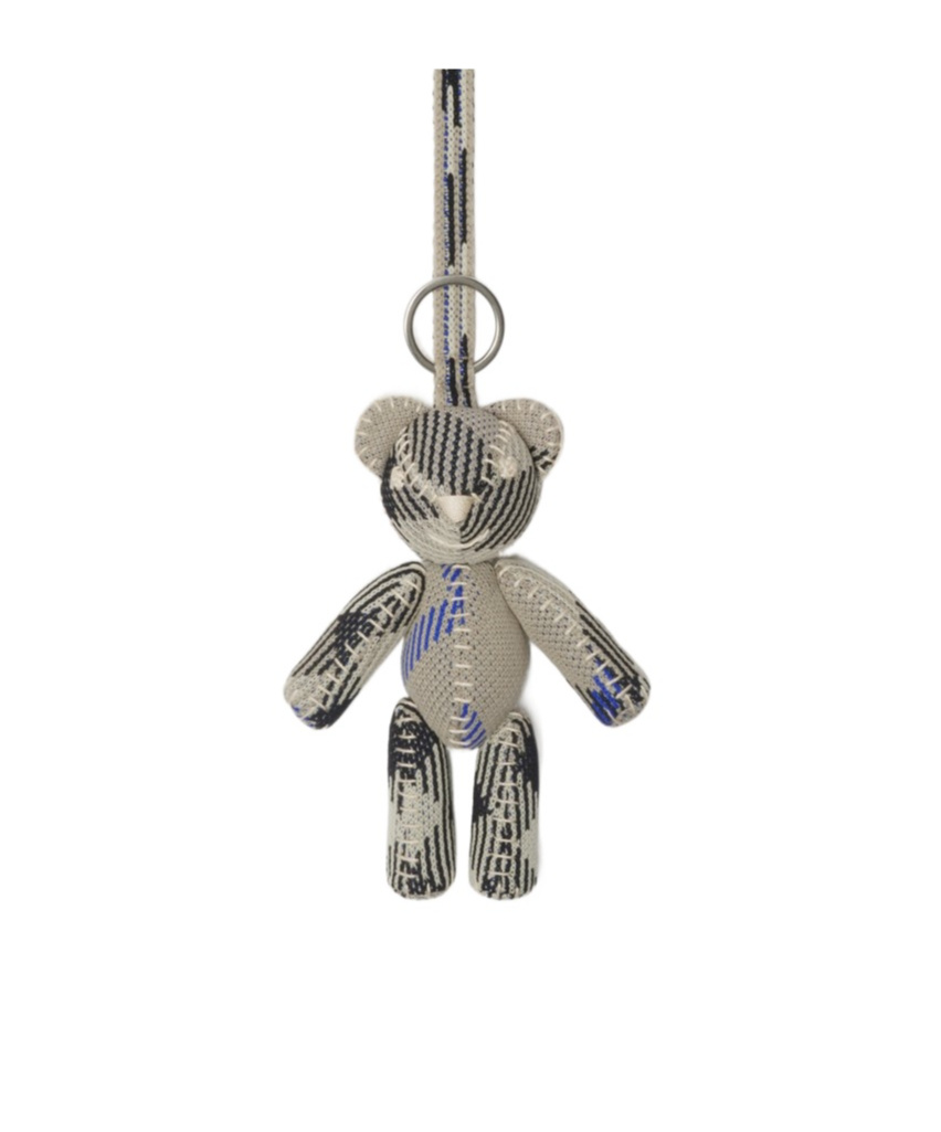 Burberry Plush Striped Keyring Key Cases In Nude