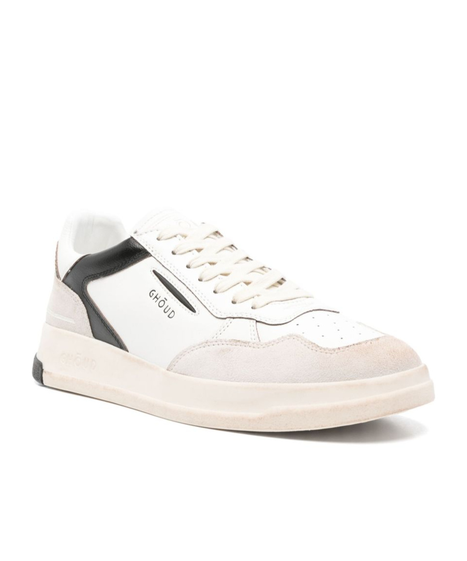 Ghoud Black Sneakers With Calfskin And Suede Accents In White