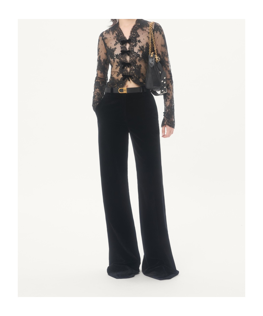 Valentino Velvet Track Pants In Black