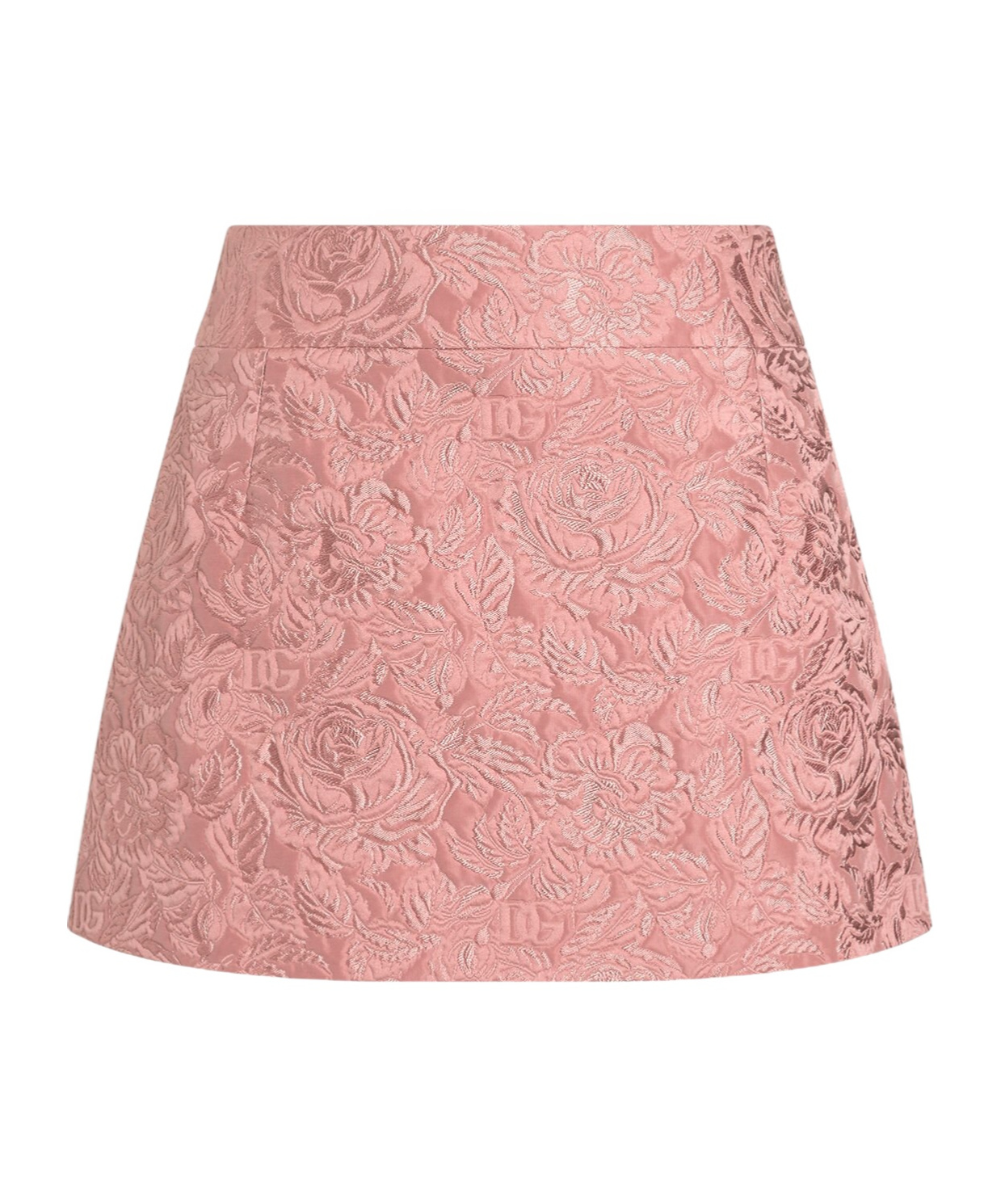 Dolce & Gabbana Floral Matrasse Embossed Jacquard Miniskirt In Pink