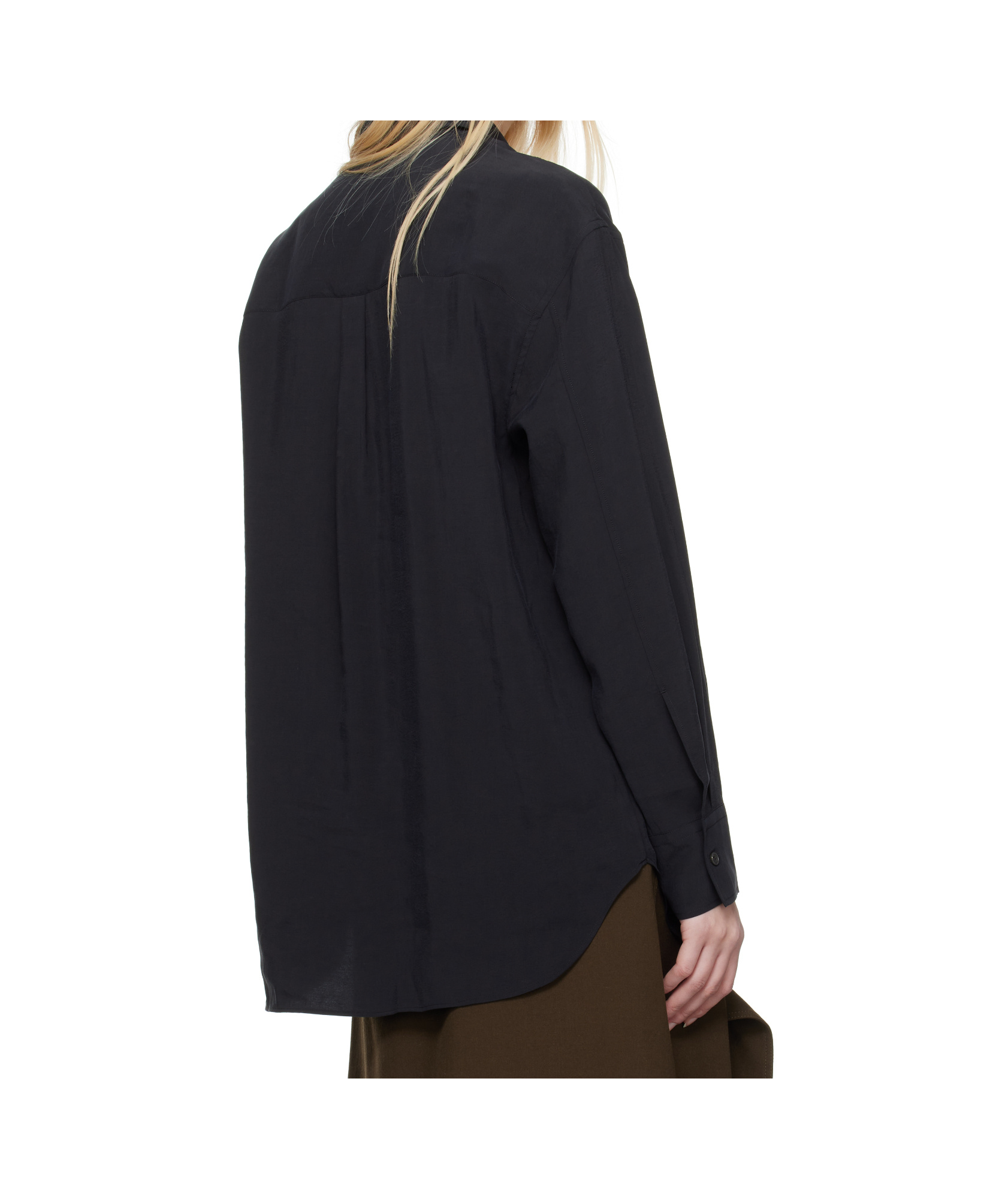 Studio Nicholson Lapel Short-sleeved Shirt In Black