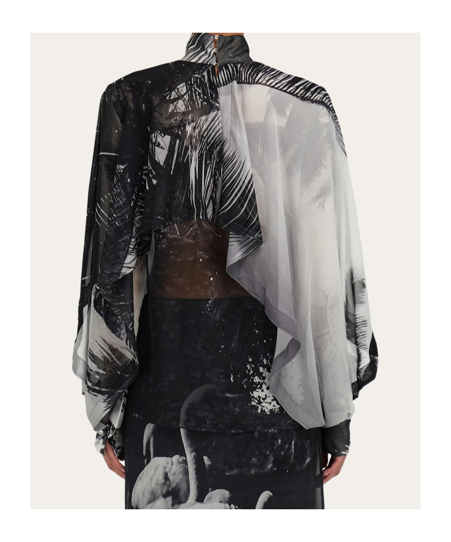 Ferragamo Georgette Shirt With Trinidad Print In Multi