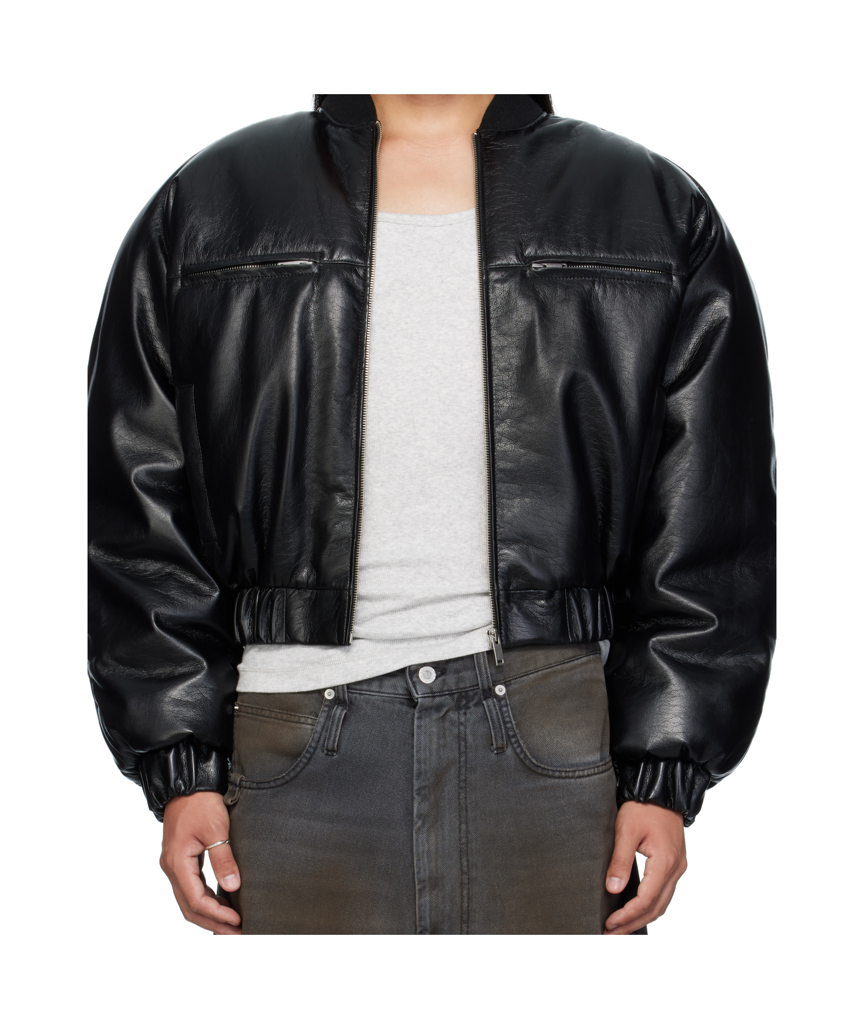 Lu'u Dan Riot Synthetic Leather Bomber Jacket In Black