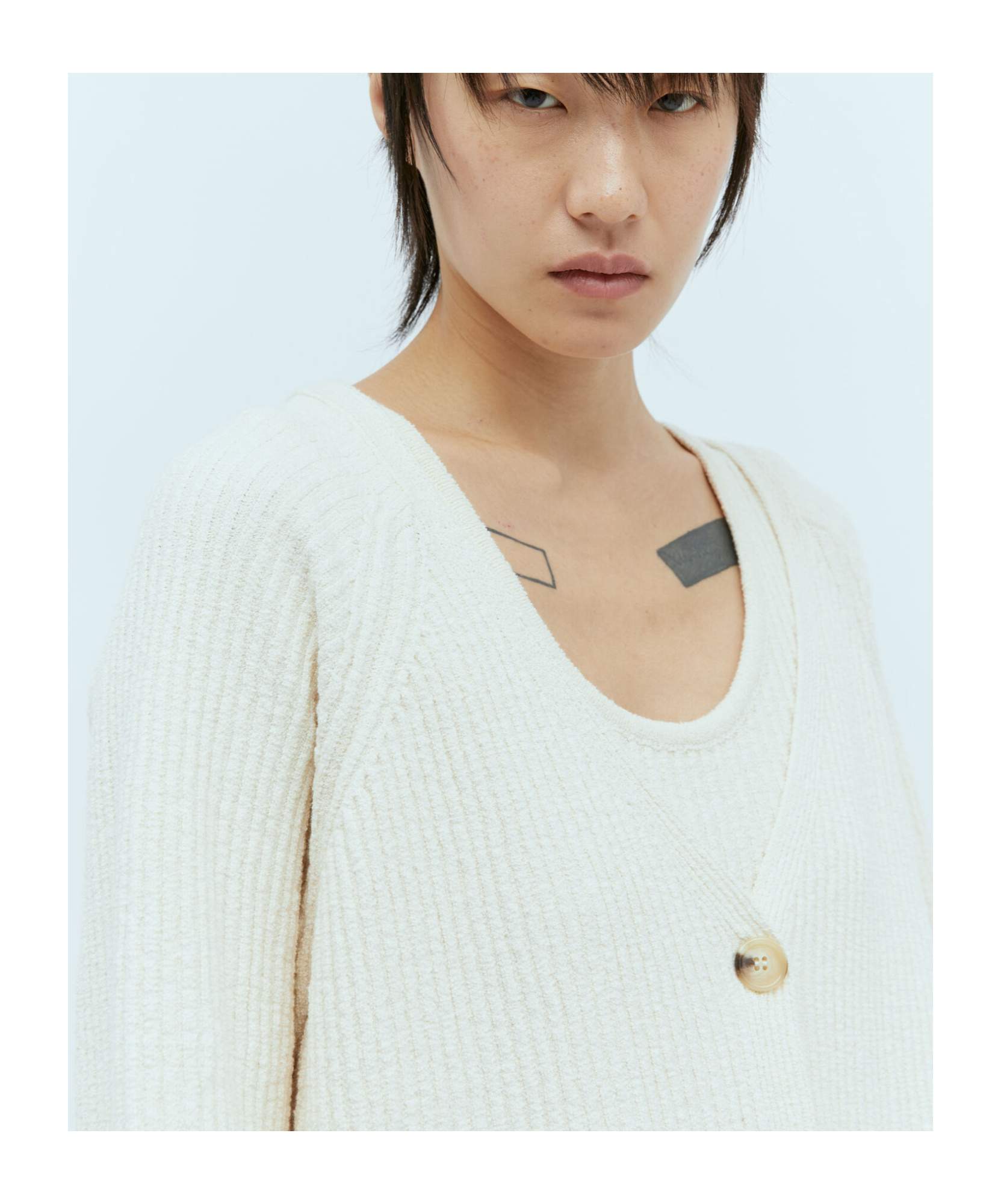 Totême Bouclé Button-up Knit Cardigan In White