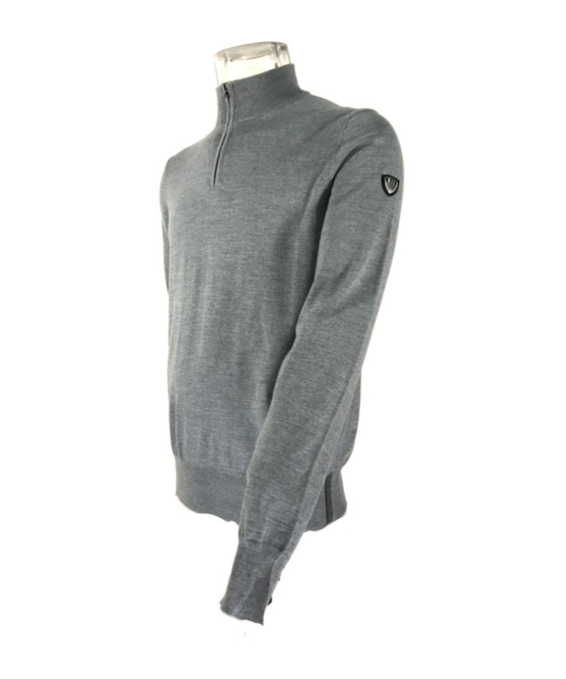 Ea7 Stand-neck Semi-zipper Sweater In Gray