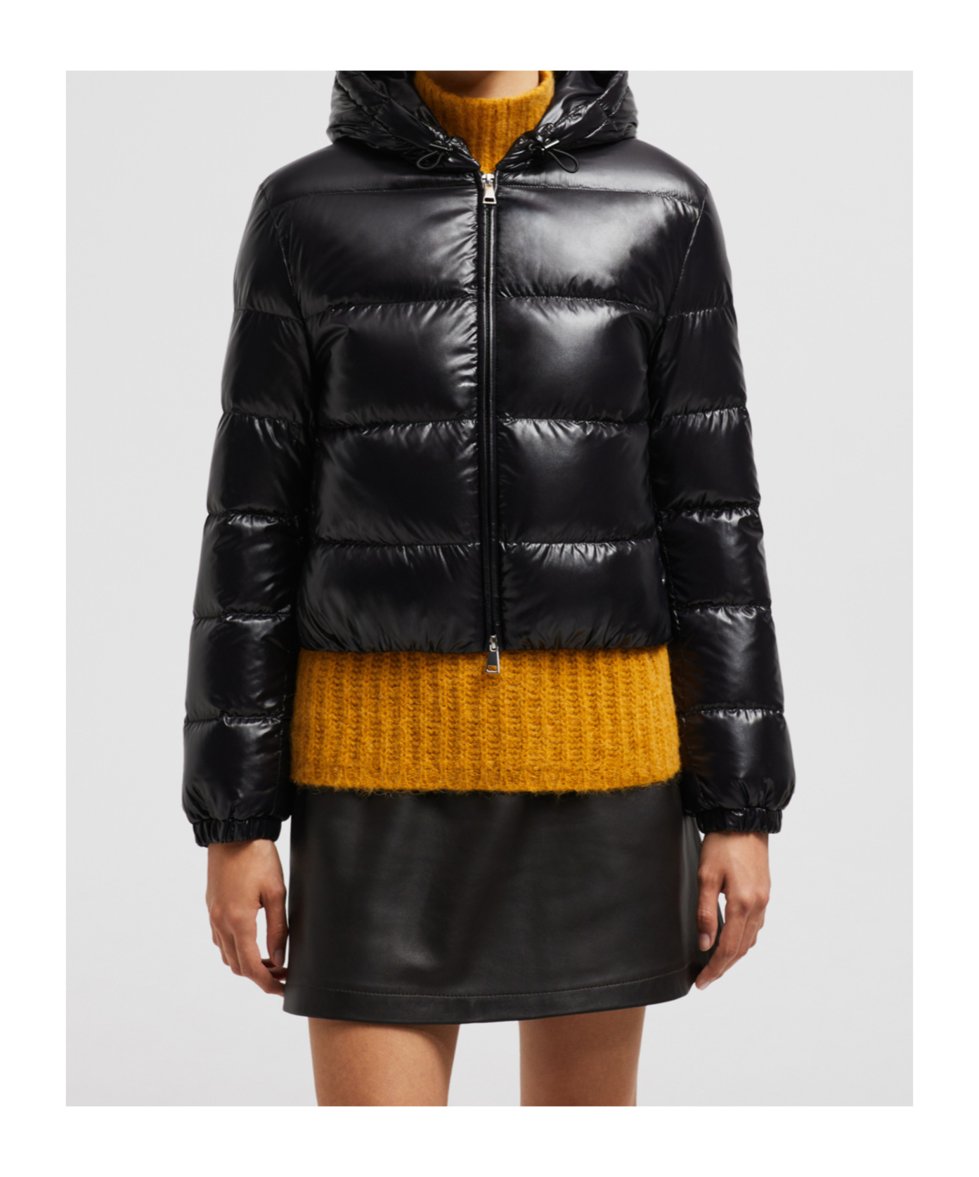 Moncler Bayard Hooded Cropped Down Jacket Black In Black
