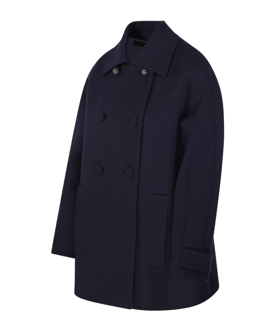Gucci Double-breasted Buttoned Coat In Blue