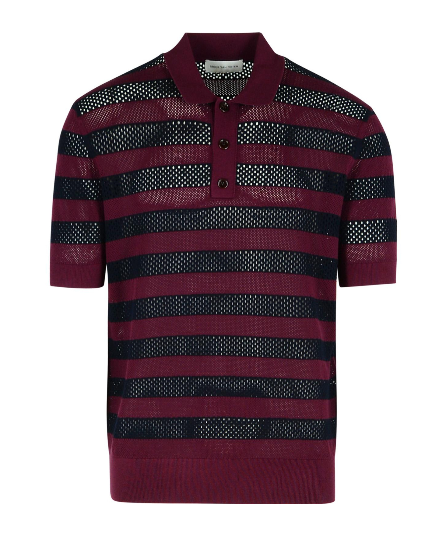 Dries Van Noten Mercy Burgundy Viscose Blend Polo Shirt In Black