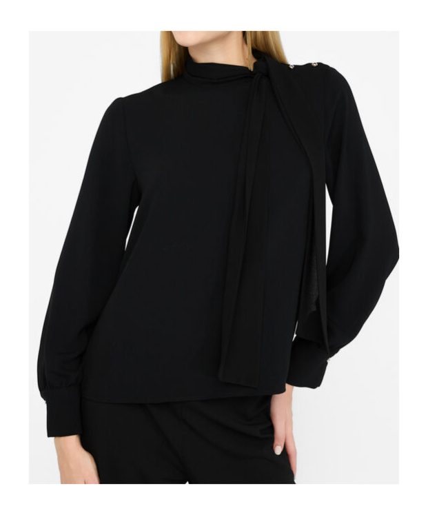 Liu •jo High-neck Button-detail Blouse In Black