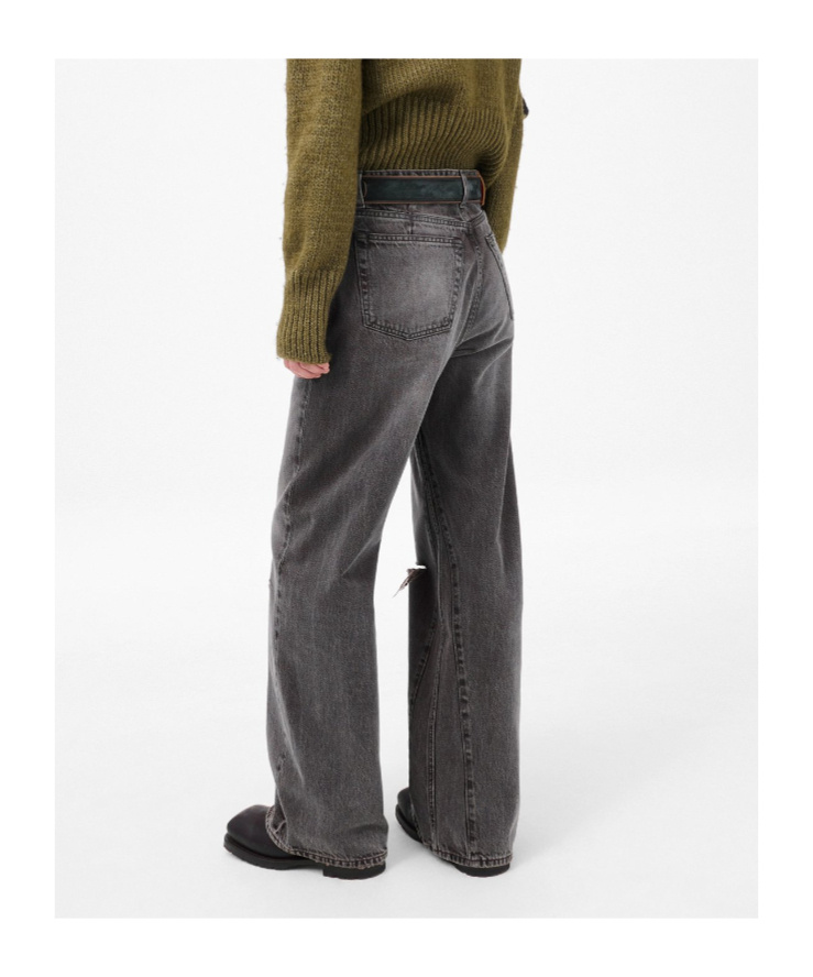 Our Legacy Distressed Wide-leg Jeans With Faded Black Wash In Black