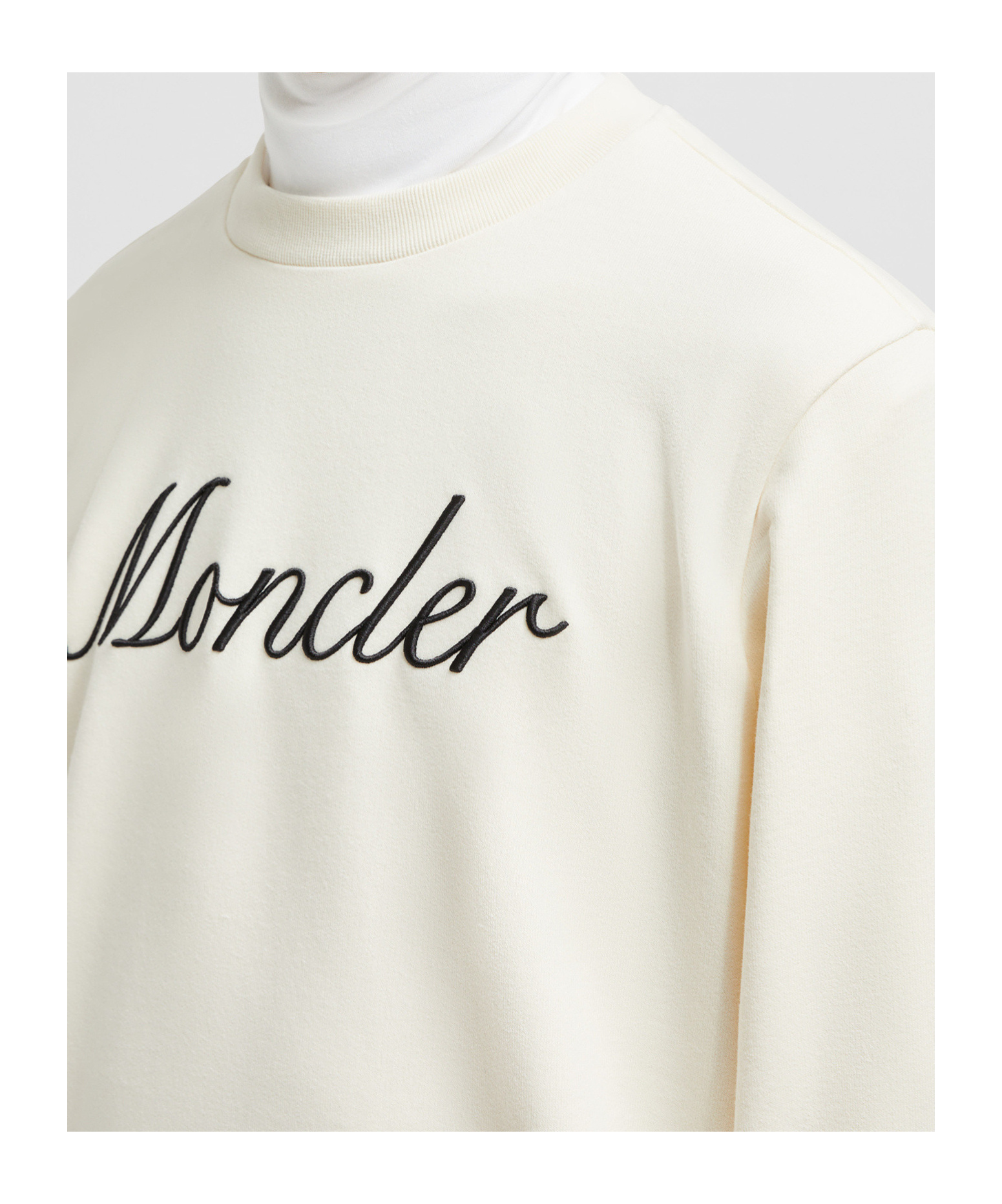 Shop Moncler Embroidered Logo Cotton Sweatshirt In White