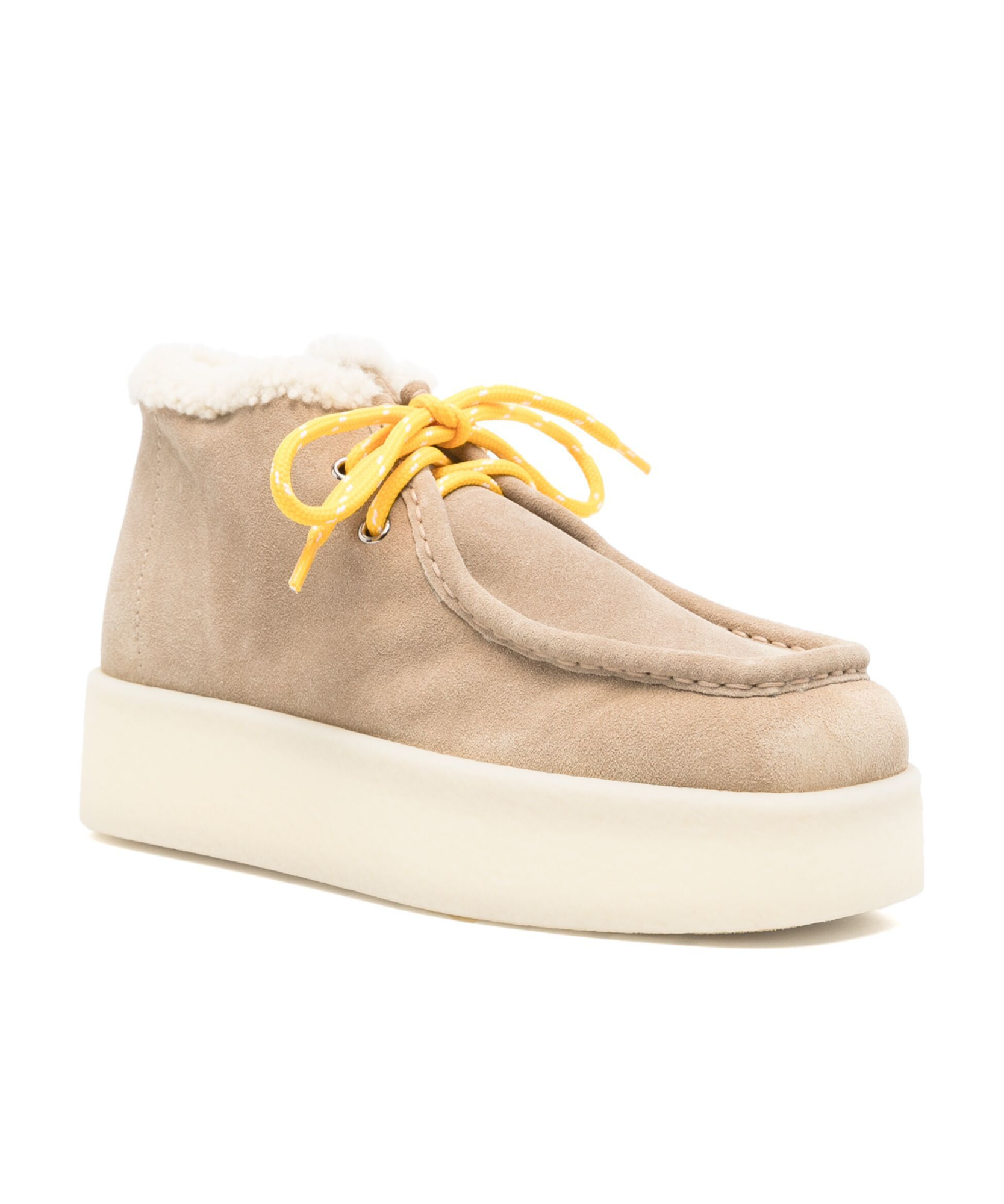 Miu Miu Suede Flatform Boots In Nude