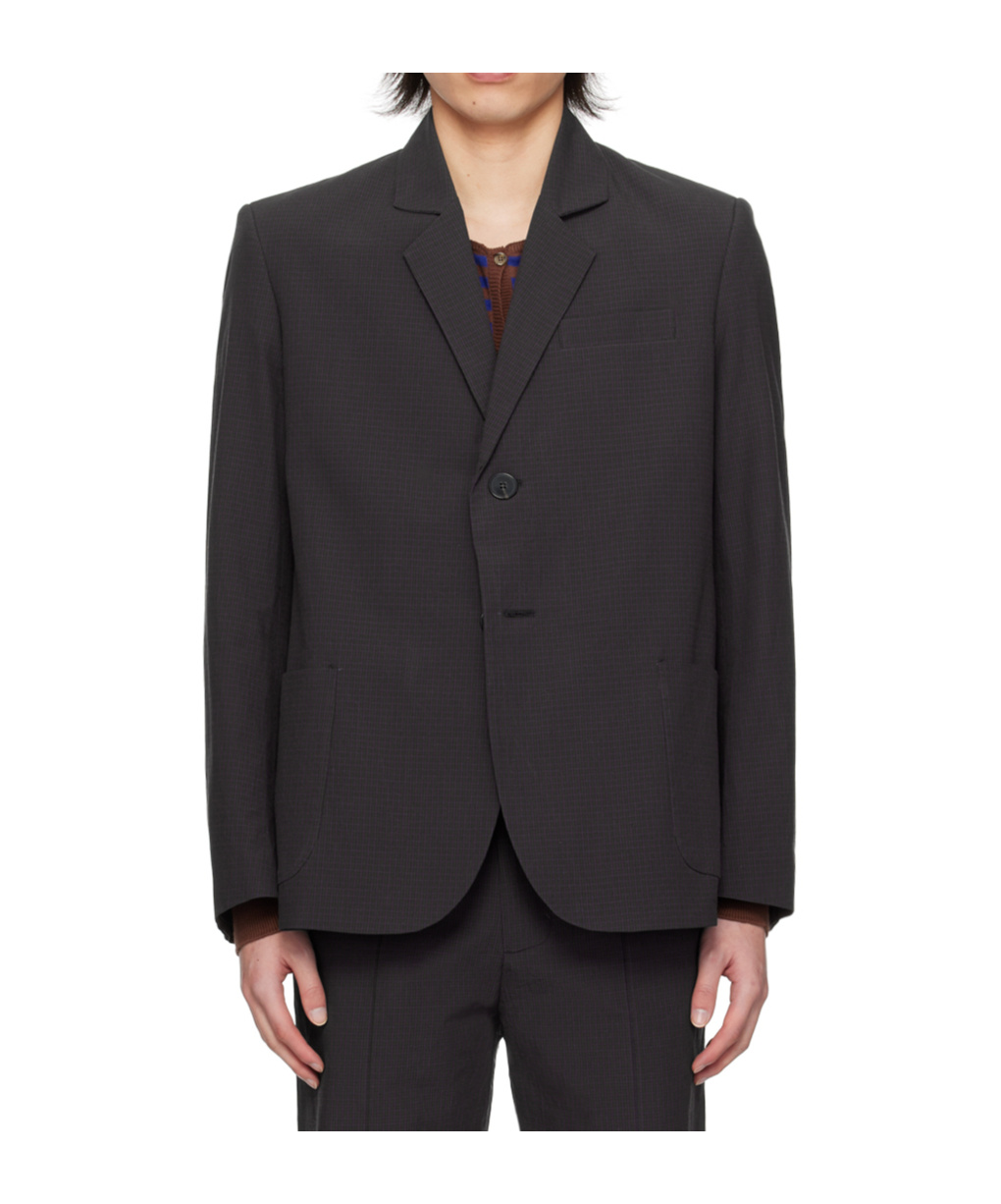 Edward Cuming Striped Suit Jacket In Black