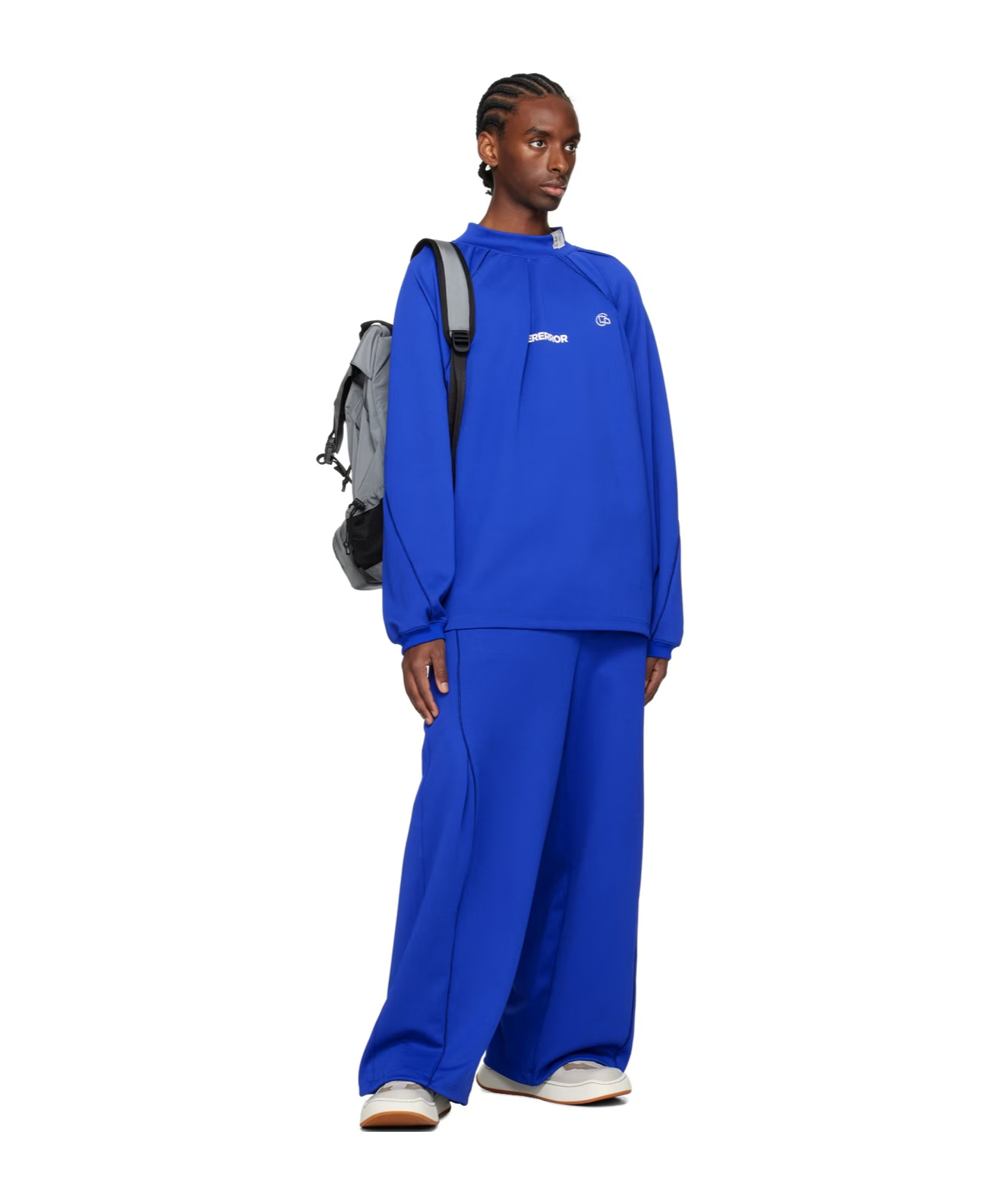 Ader Error Drawcord Logo Casual Pants In Blue
