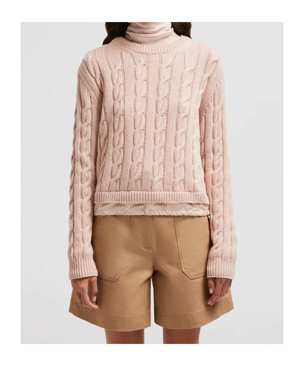Moncler Wool Cashmere Knitted Sweater In Pink