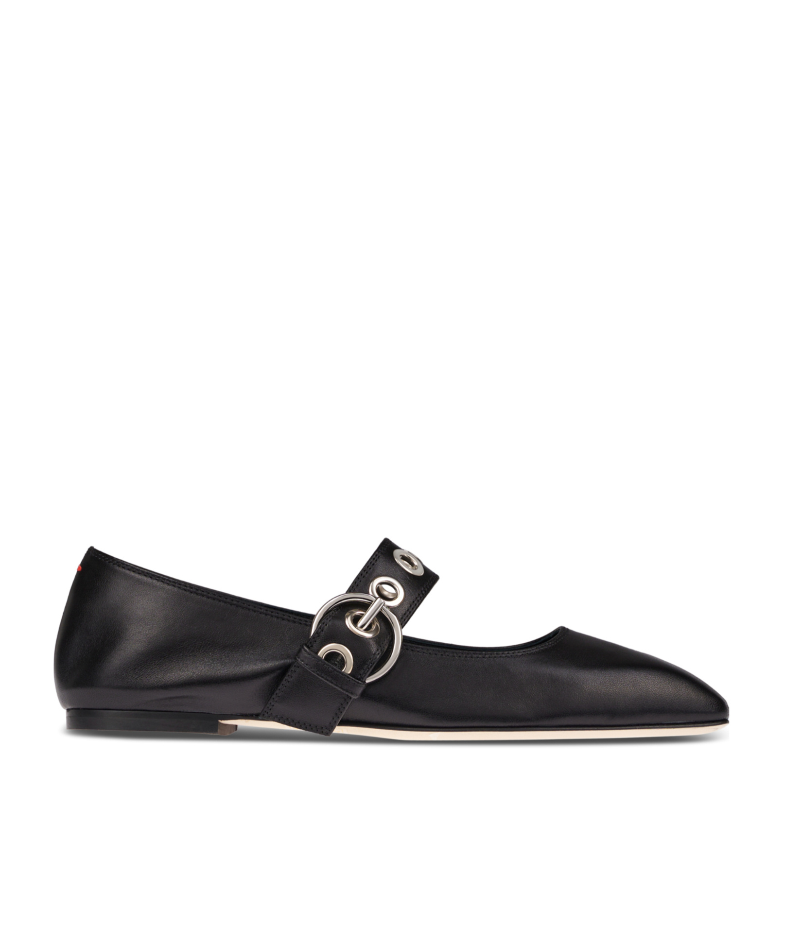 Aeyde Nappa Leather Flats With Circular Hardware Detail In Black