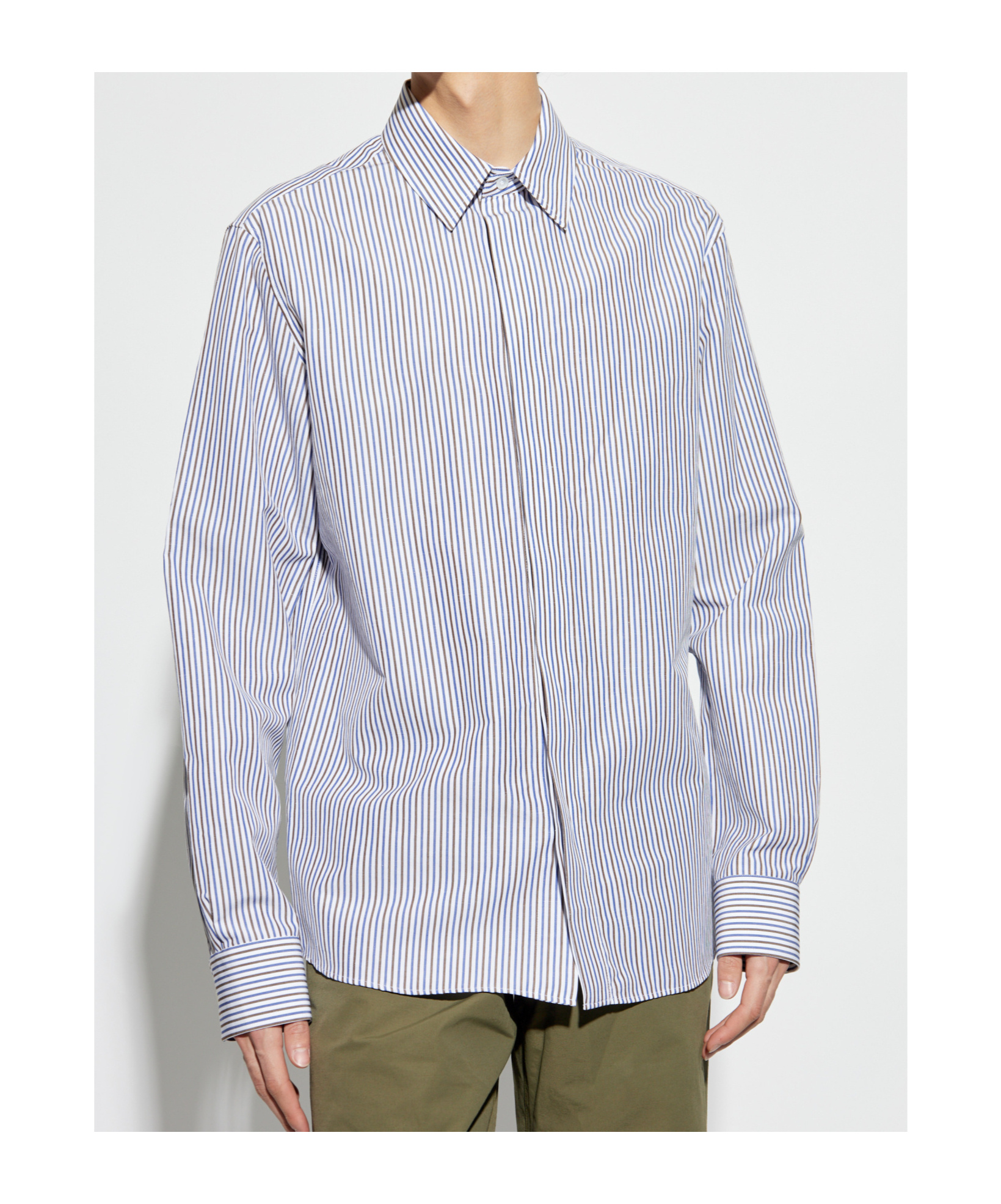 Bottega Veneta Striped Long-sleeve Shirt In White