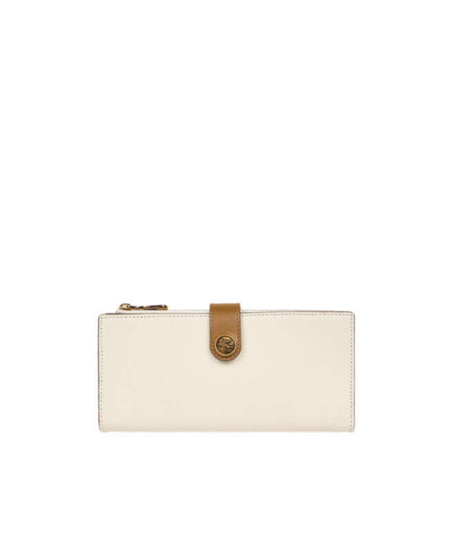 Etro Leather Wallet With Pegaso Button In White