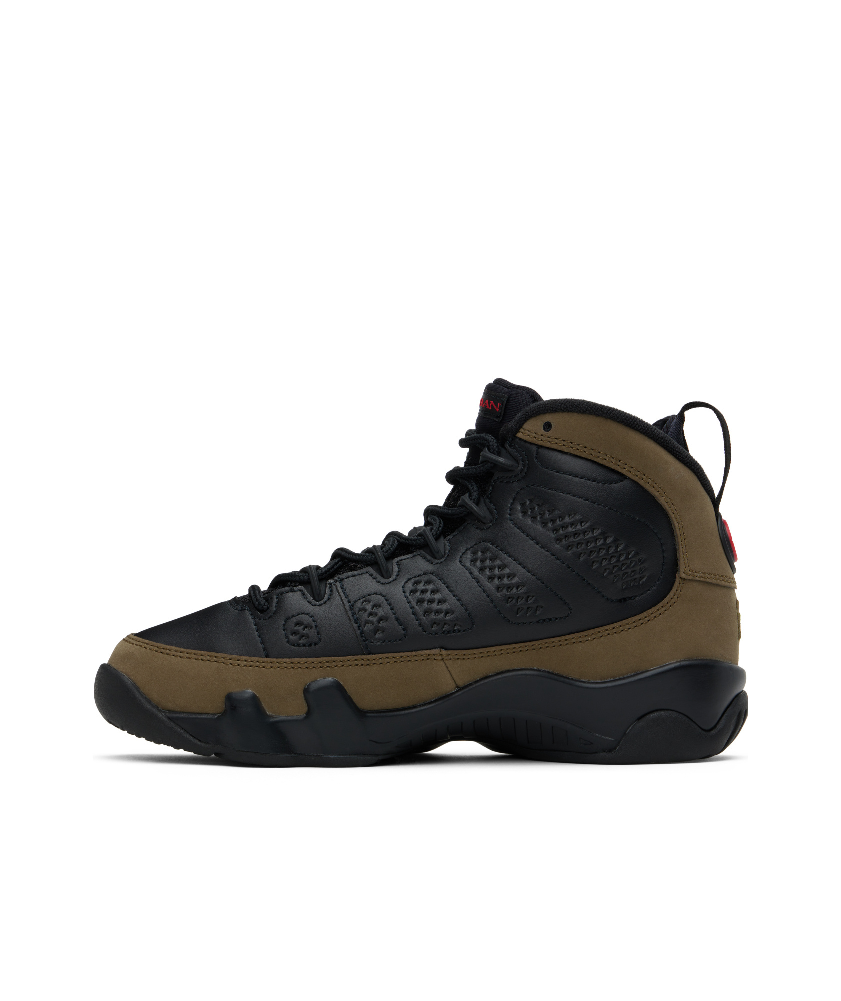 Nike Big Kids Black & Khaki Air Jordan 9 Retro Sneakers In Black/red