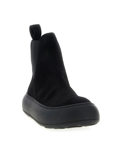 Moschino Round Toe Boots With Elastic Side Panels In Black