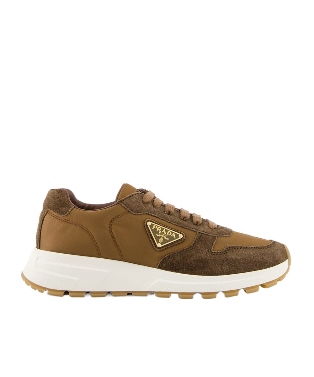Prada Suede Low-top Sneakers Rubber Sole In Nude