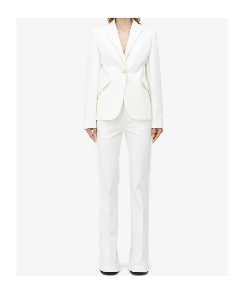 Alexander Mcqueen Women's Single-breasted Denim Jacket In Optical White