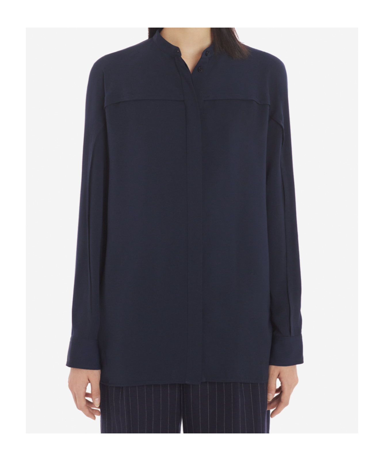 MAISON KITSUNÉ PLEAT-DETAIL COLLARLESS SHIRT
