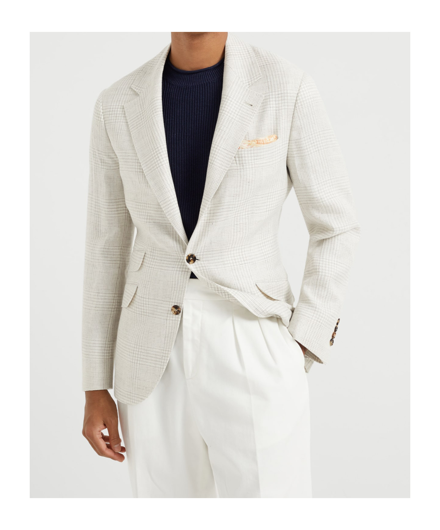 Brunello Cucinelli Lapel Long-sleeved Suit Coat In White