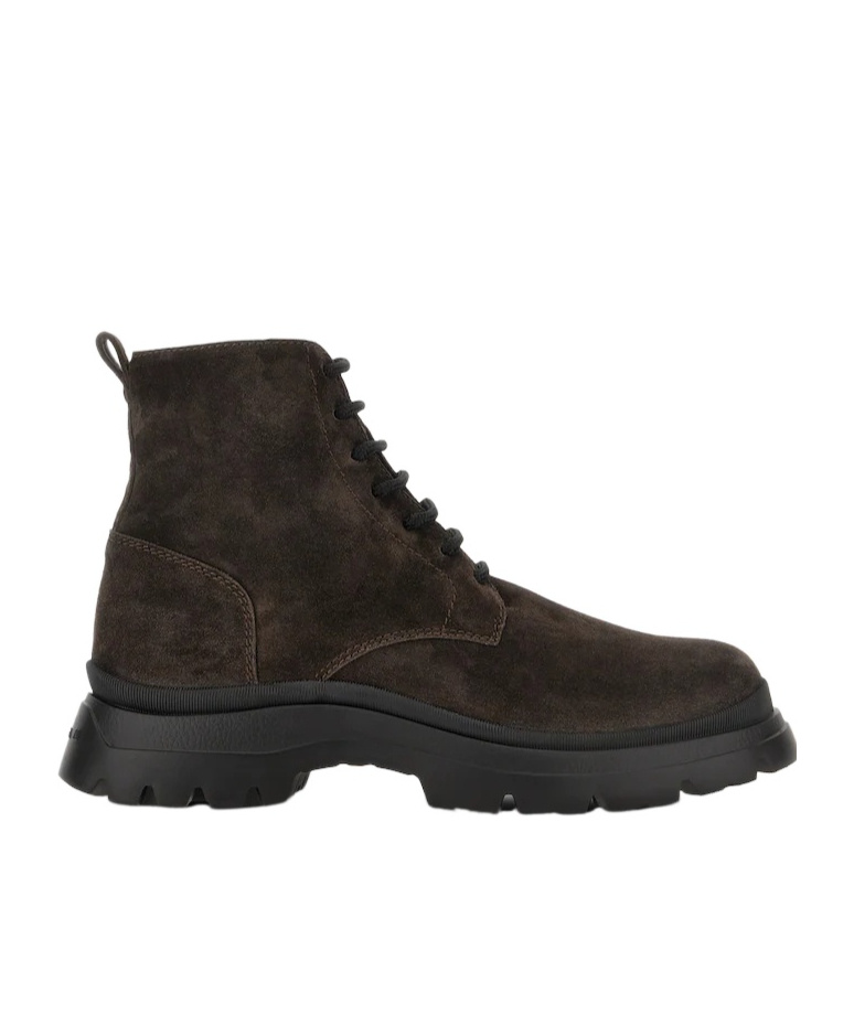Hogan Chunky Sole Lace-up Suede Ankle Boots In Brown