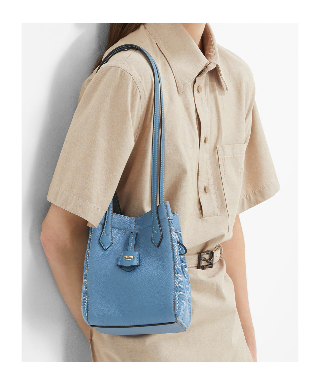 Fendi Women's Mini Origami Bucket Bag In Blue