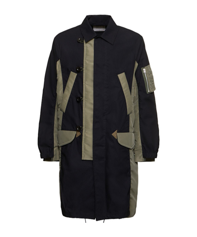 Sacai Military Cotton  Nylon Coat In Black