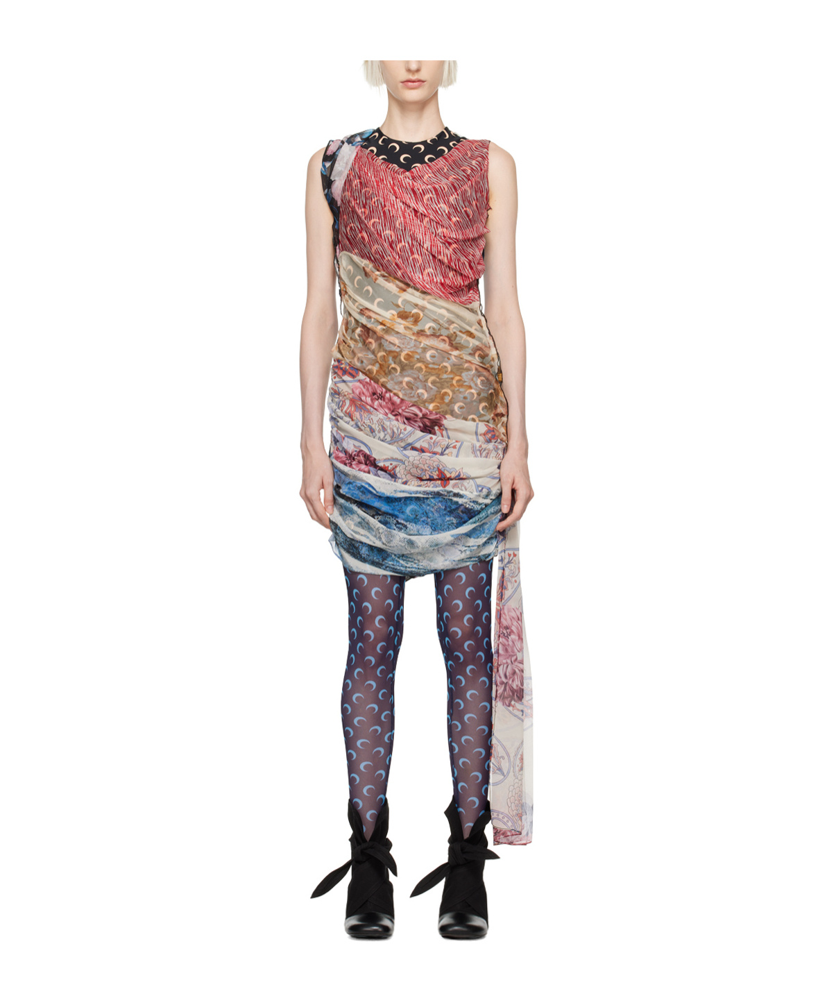 Marine Serre Multicolor Scarves Midi Dress In Multicolor