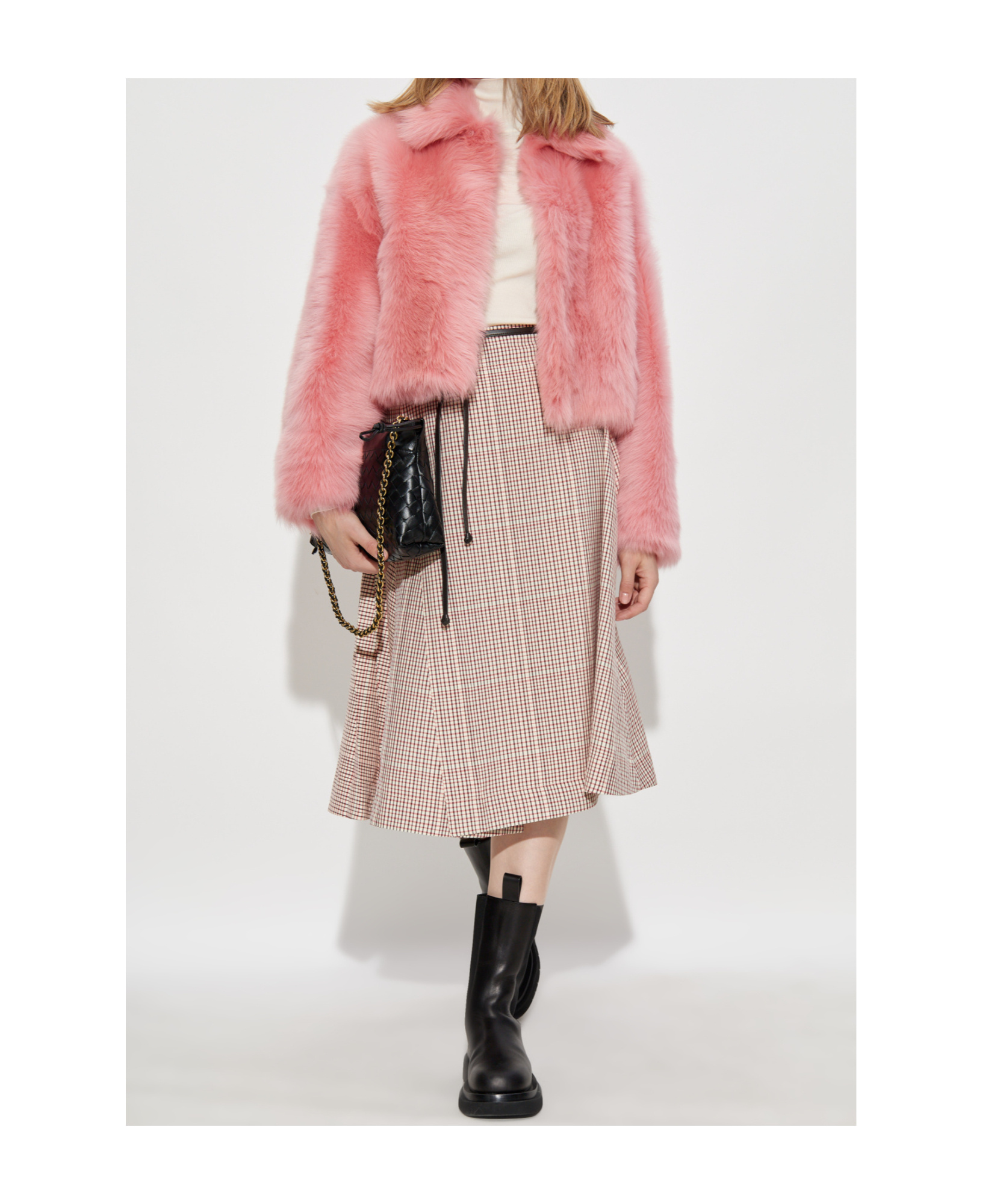 Bottega Veneta Toscana Shearling Cropped Blouson In Pink