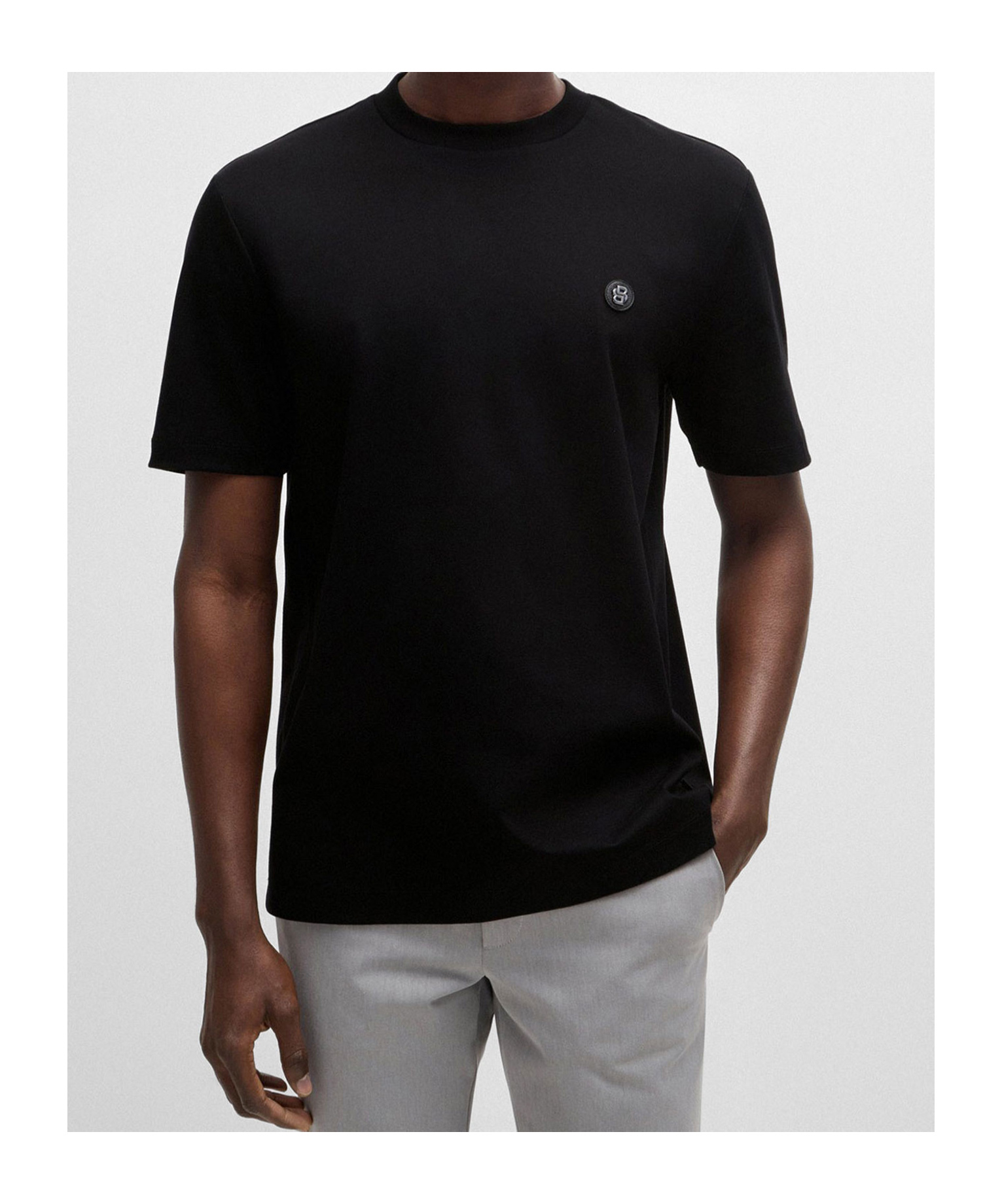 Hugo Boss Boss T Shirt With Double Monogram Patch In Black