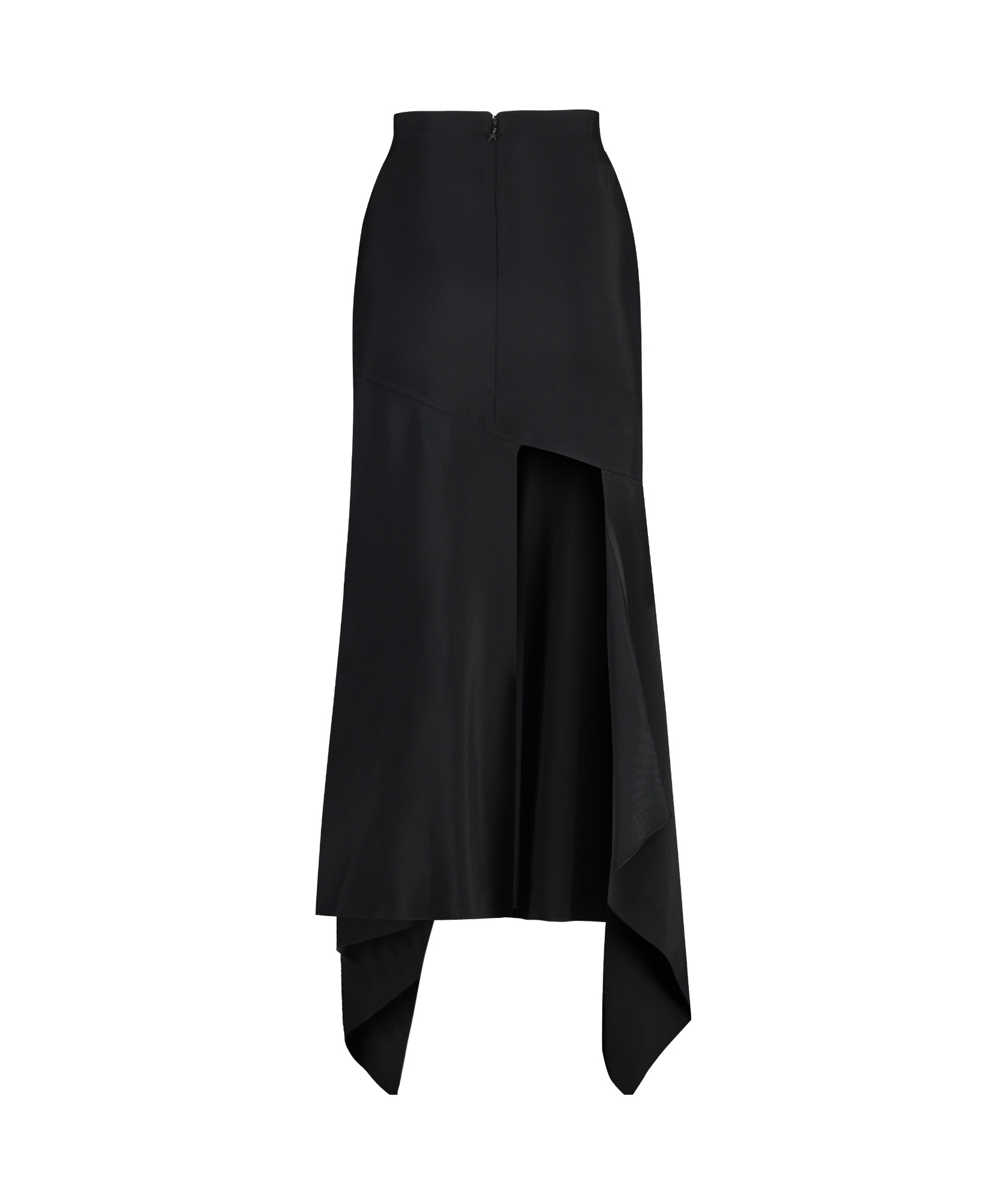 Mugler Asymmetric Hem High Waist Midi Skirt In Black
