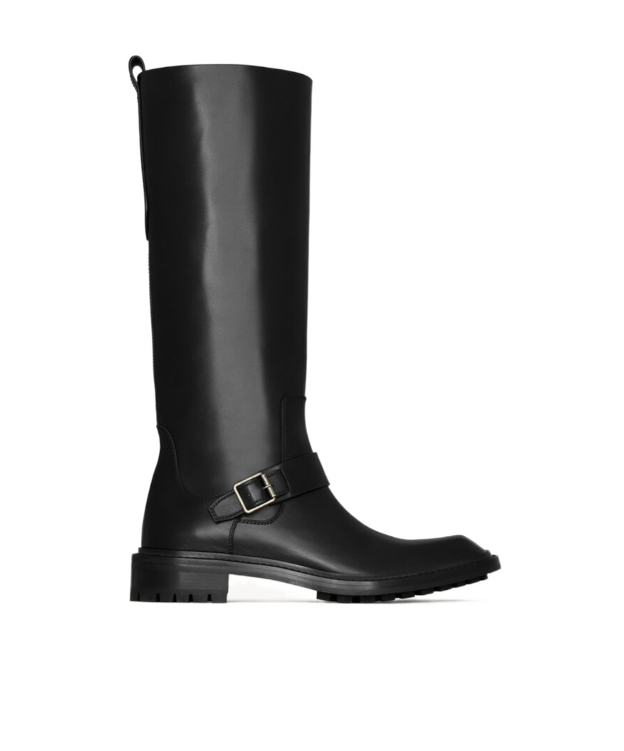 Saint Laurent Vadim Leather Ankle Boots With Buckle Detail In Black